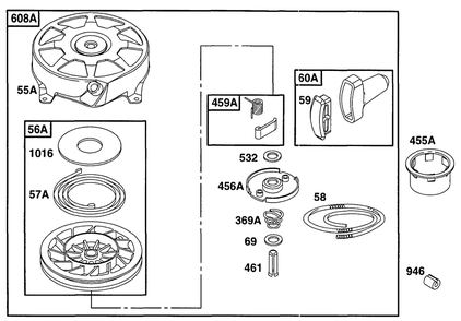 Rewind Assembly 2 Diagram and Parts List for 99772-3026-01  Briggs and Stratton Engine